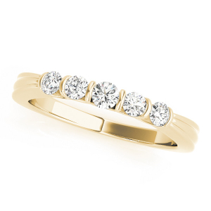 Lab-Created Yellow Gold Bar-Set 5 Stone Ring Diamond Rings