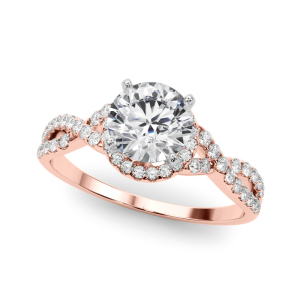 Nyari Lab-Created Rose Gold 4 Prong Side Stone Diamond Rings