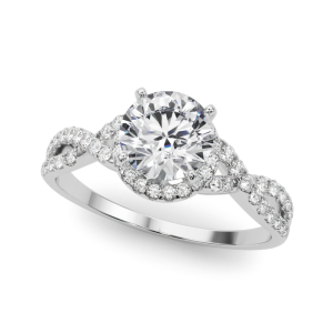 Nyari Lab-Created Round cut 4 Prong  Side Stone Diamond Rings