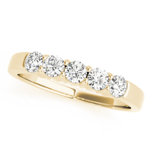 Raquel Lab-Created Yellow Gold 4 Prong 5 Stone Ring Diamond Rings