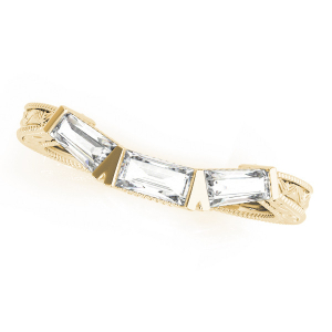 lesley Lab-Created Yellow Gold Bar-Set Trilogy Ring Diamond Rings