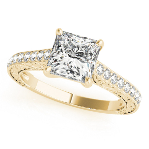 Landrie Natural Diamond Yellow Gold  Engagement Rings