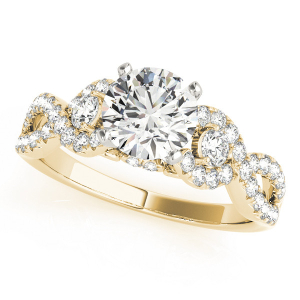 Joanie Lab-Created Yellow Gold 4 Prong Side Stone Diamond Rings