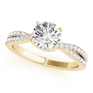 Kameron Lab-Created Yellow Gold 4 Prong Side Stone Diamond Rings