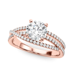 Kamyla Lab-Created Rose Gold 4 Prong Side Stone Diamond Rings