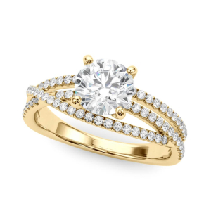 Kamyla Lab-Created Yellow Gold 4 Prong Side Stone Diamond Rings