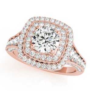 Leyna Natural Rose Gold Halo Diamond Ring