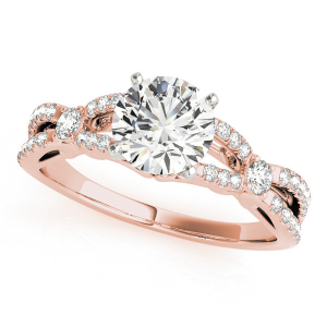  Boudica Lab-Created Rose Gold 4 Prong Side Stone Diamond Rings