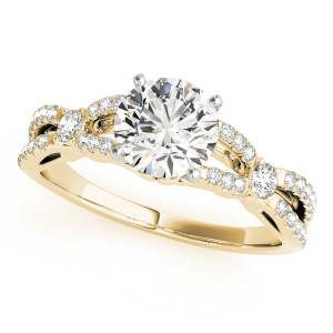  Boudica Lab-Created Yellow Gold 4 Prong Side Stone Diamond Rings