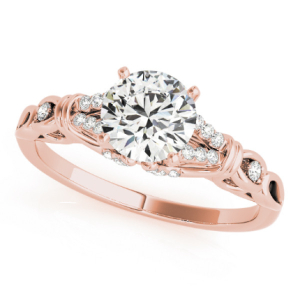 Aliya Lab-Created Rose Gold 4 Prong Side Stone Diamond Rings