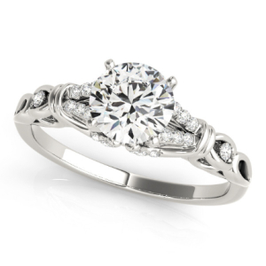 Aliya Lab-Created Round cut 4 Prong  Side Stone Diamond Rings