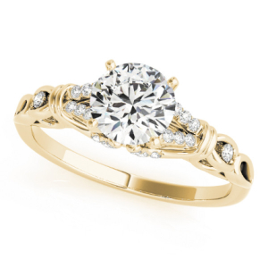 Aliya Lab-Created Yellow Gold 4 Prong Side Stone Diamond Rings