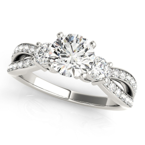 Karson 1.30 Carat Lab-Created Round cut 4 Prong  Side Stone Diamond Rings