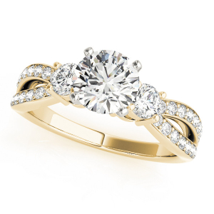 Karson Lab-Created Yellow Gold 4 Prong Side Stone Diamond Rings