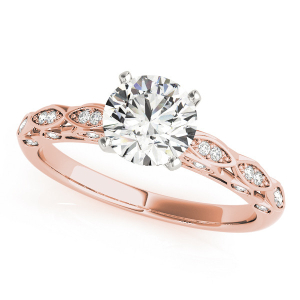 Lenny Lab-Created Rose Gold 4 Prong Side Stone Diamond Rings