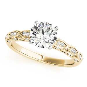 Lenny Lab-Created Yellow Gold 4 Prong Side Stone Diamond Rings