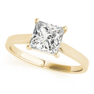 Nud Natural Yellow Gold 4 Prong Solitaire Diamond Ring