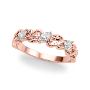 Lab-Created Rose Gold Prong-Set 3 Stone Diamond Ring