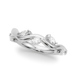 Lab-Created Silver Prong-Set 5 Stone Diamond Ring