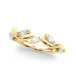 Lab-Created Yellow Gold Prong-Set 5 Stone Diamond Ring