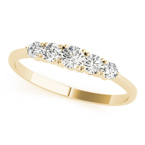 Charlene Lab-Created Yellow Gold Prong 5 Stone Ring Diamond Rings