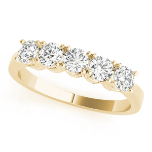 Giovanna Lab-Created Yellow Gold 4 Prong 5 Stone Ring Diamond Rings