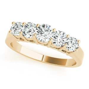 Elsy Lab-Created Yellow Gold Prong 5 Stone Ring Diamond Rings