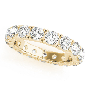 Elyza Natural Yellow Gold 4 Prong Eternity Diamond Ring