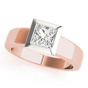 Zavi Natural Rose Gold Bezel Solitaire Diamond Ring