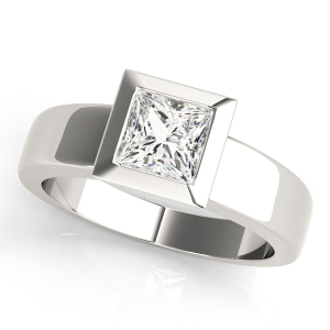 Zavi Natural White Gold Bezel Solitaire Diamond Ring