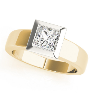 Zavi Natural Yellow Gold Bezel Solitaire Diamond Ring