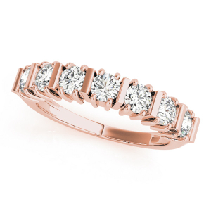 Lab-Created Rose Gold Bar-Set 7 Stone Diamond Ring