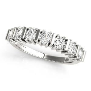 Lab-Created Silver Bar-Set 7 Stone Diamond Rings