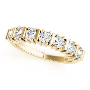 Lab-Created Yellow Gold Bar-Set 7 Stone Diamond Rings