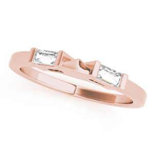 leeba Lab-Created Rose Gold Bar-Set Two Stone Diamond Rings