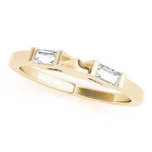 leeba Lab-Created Yellow Gold Bar-Set Two Stone Diamond Rings