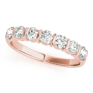 Lab-Created Rose Gold Bar Set 7 Stone Diamond Ring