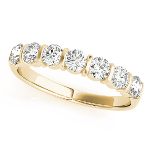 Lab-Created Yellow Gold Bar Set 7 Stone Diamond Rings