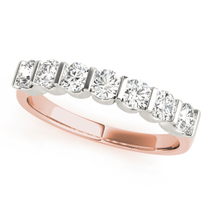 Lab-Created Rose Gold Bar-Set 7 Stone Diamond Ring