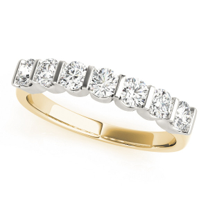 Lab-Created Yellow Gold Bar-Set 7 Stone Diamond Rings