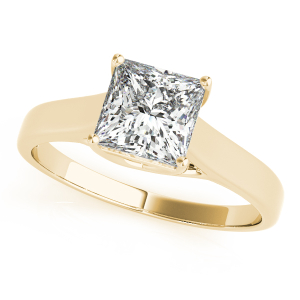 Dixie Natural Yellow Gold 4 Prong Solitaire Diamond Ring