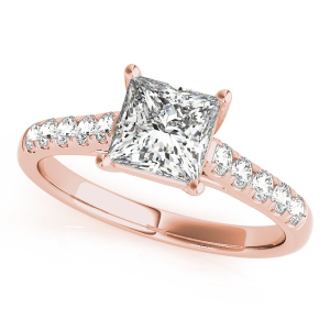 Kaior Natural Diamond Rose Gold Side Stone Engagement Ring