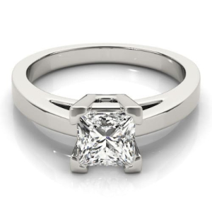 Donna Natural Silver 4 Prong Solitaire Diamond Ring