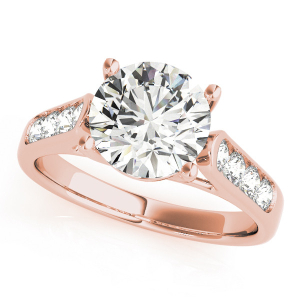 Rumaisa Lab-Created Rose Gold Channel-Set Side Stone Diamond Ring