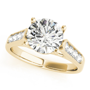 Rumaisa Lab-Created Yellow Gold Channel-Set Side Stone Diamond Ring