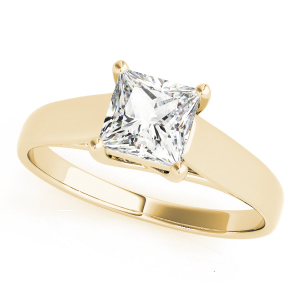 Darya Natural Yellow Gold 4 Prong Solitaire Diamond Ring