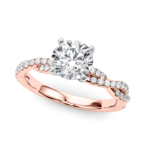 Nalah Lab-Created Rose Gold 4 Prong Side Stone Diamond Rings