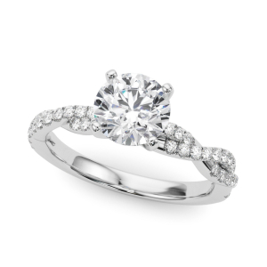 Nalah Lab-Created Round cut 4 Prong  Side Stone Diamond Rings