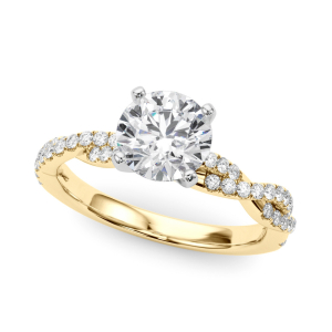 Nalah Lab-Created Yellow Gold 4 Prong Side Stone Diamond Rings