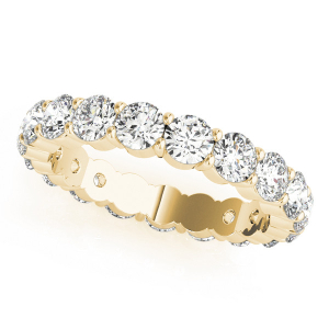 Ellee Natural Yellow Gold 4 Prong Eternity Diamond Rings